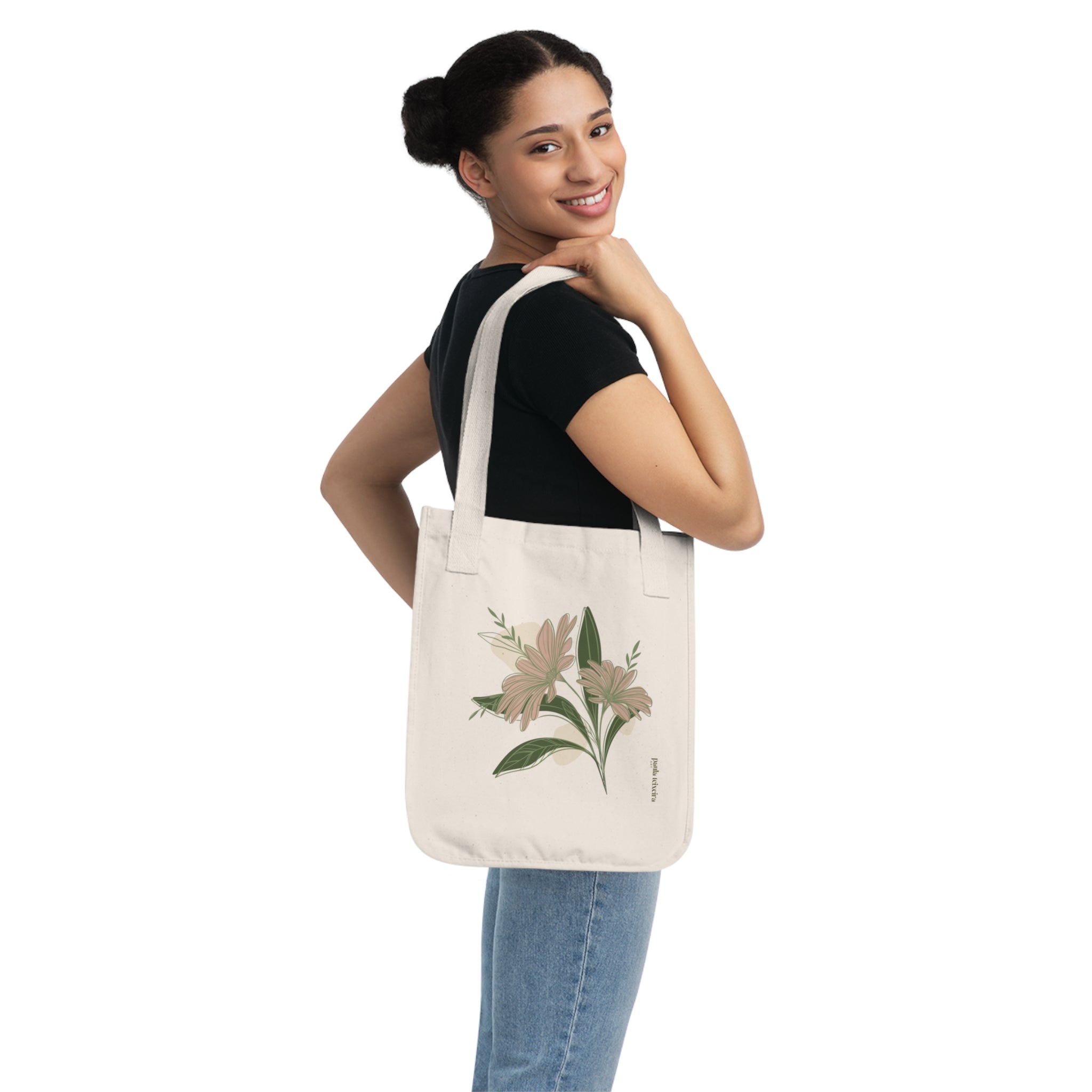 Floral Organic Canvas Tote Bag - Eco-Friendly Shopping & Everyday Use