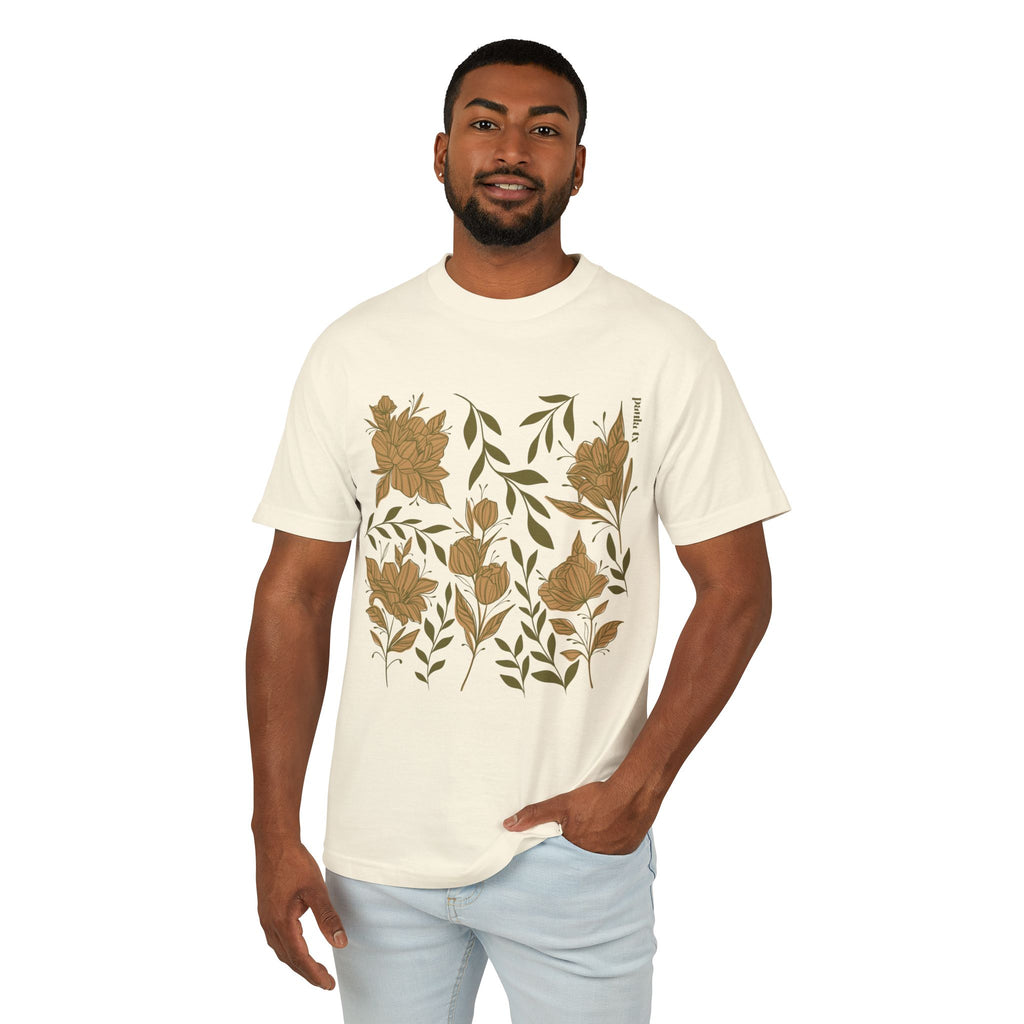 Floral Garden Unisex Heavyweight Tee - Vintage Style Cotton T-Shirt
