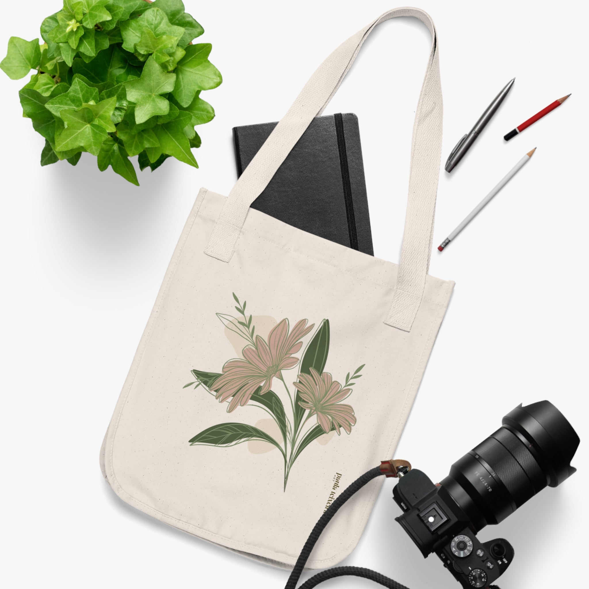Floral Organic Canvas Tote Bag - Eco-Friendly Shopping & Everyday Use