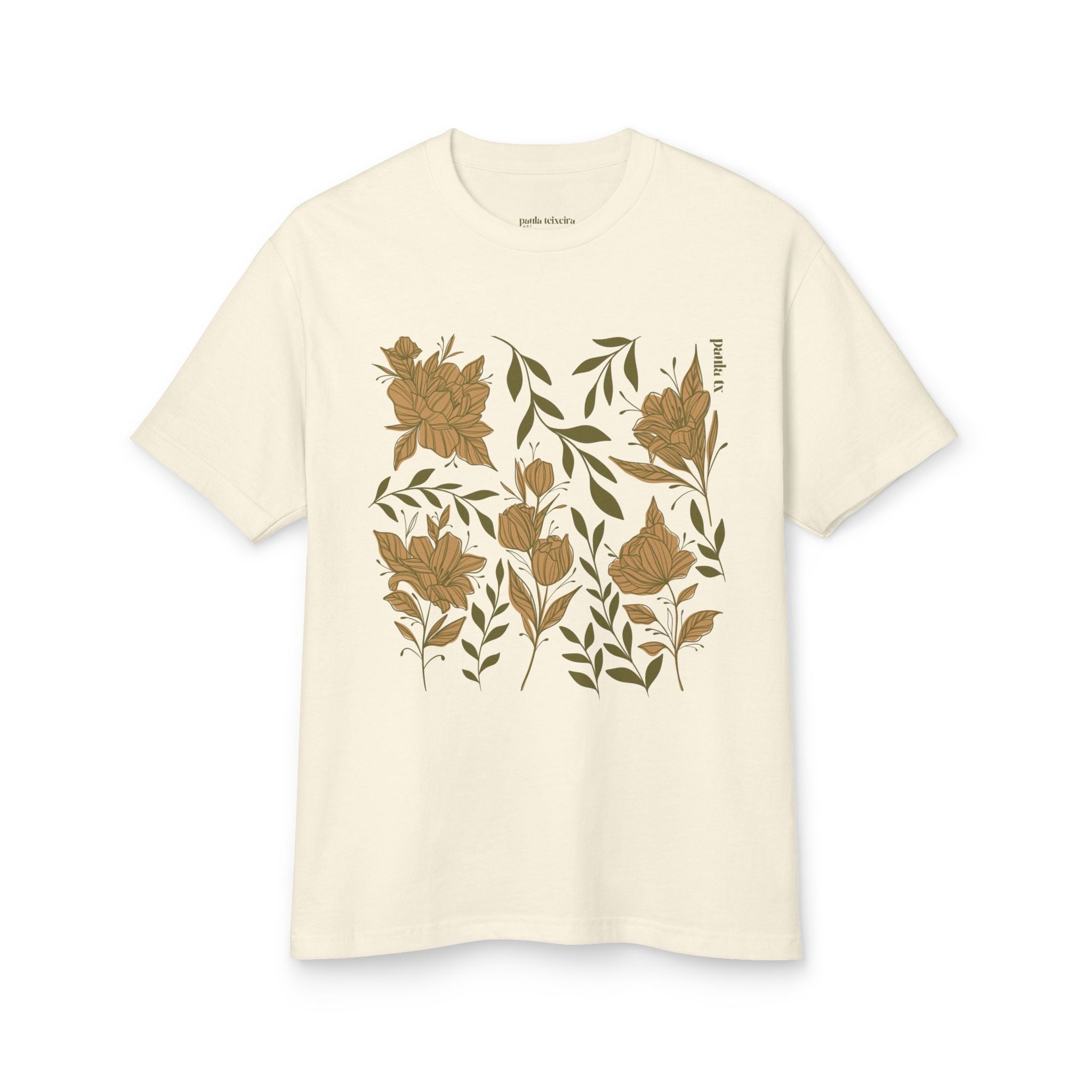 Floral Garden Unisex Heavyweight Tee - Vintage Style Cotton T-Shirt