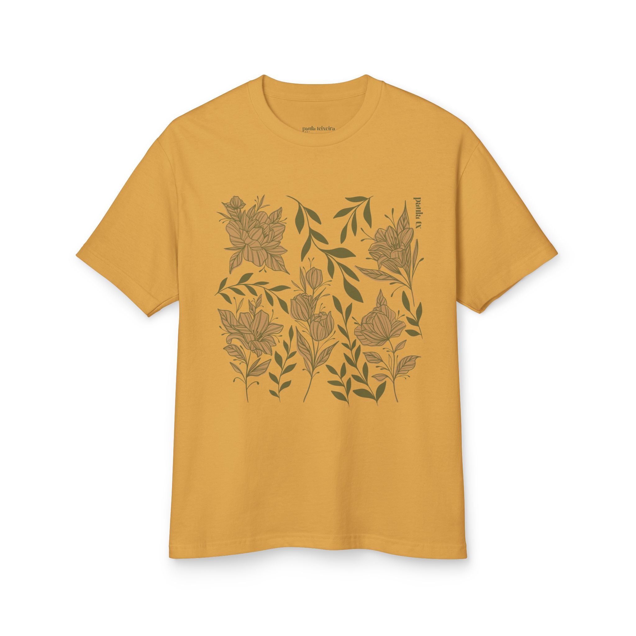 Floral Garden Unisex Heavyweight Tee - Vintage Style Cotton T-Shirt