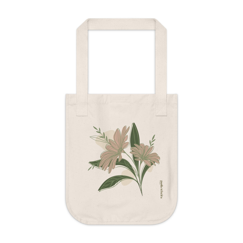Floral Organic Canvas Tote Bag - Eco-Friendly Shopping & Everyday Use