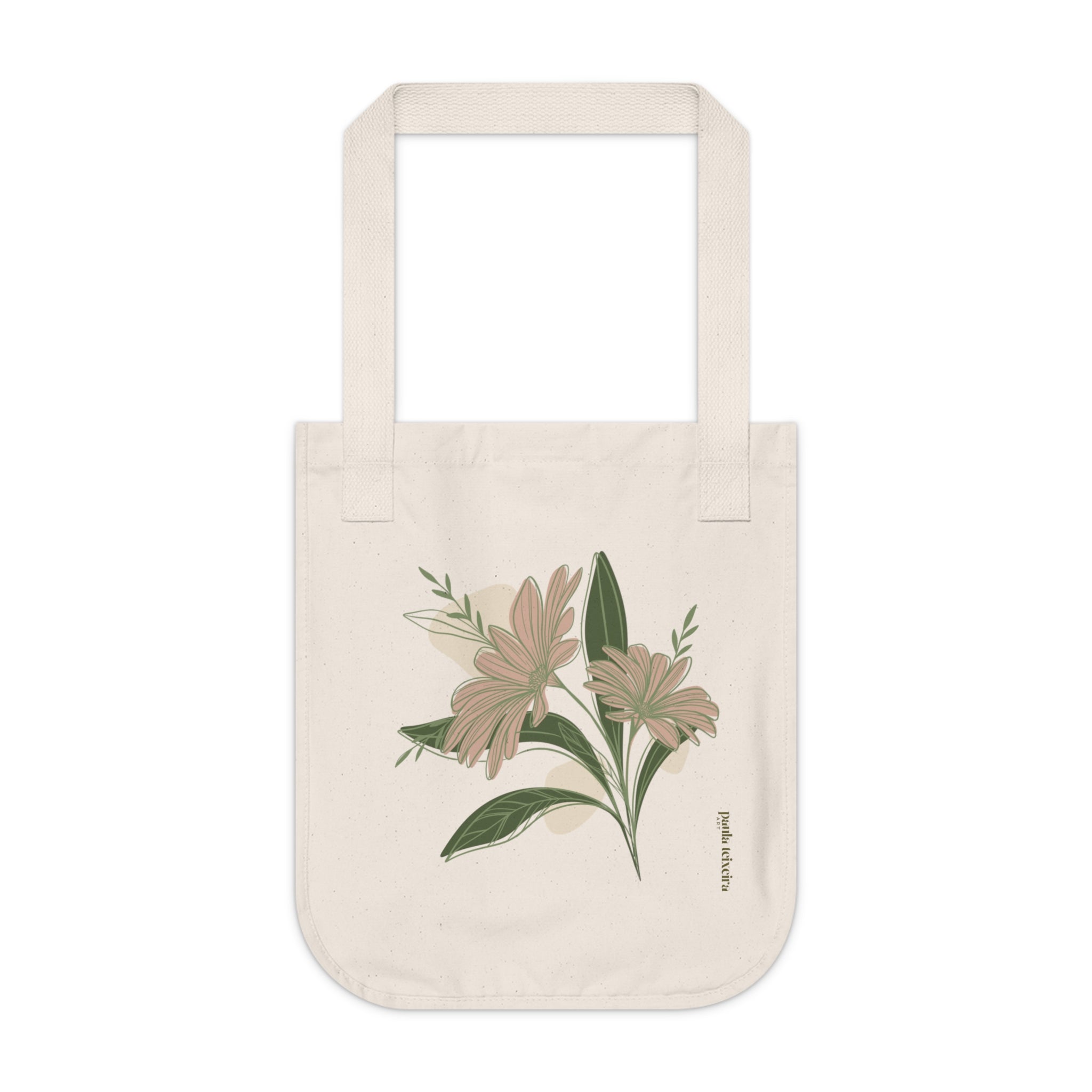Floral Organic Canvas Tote Bag - Eco-Friendly Shopping & Everyday Use