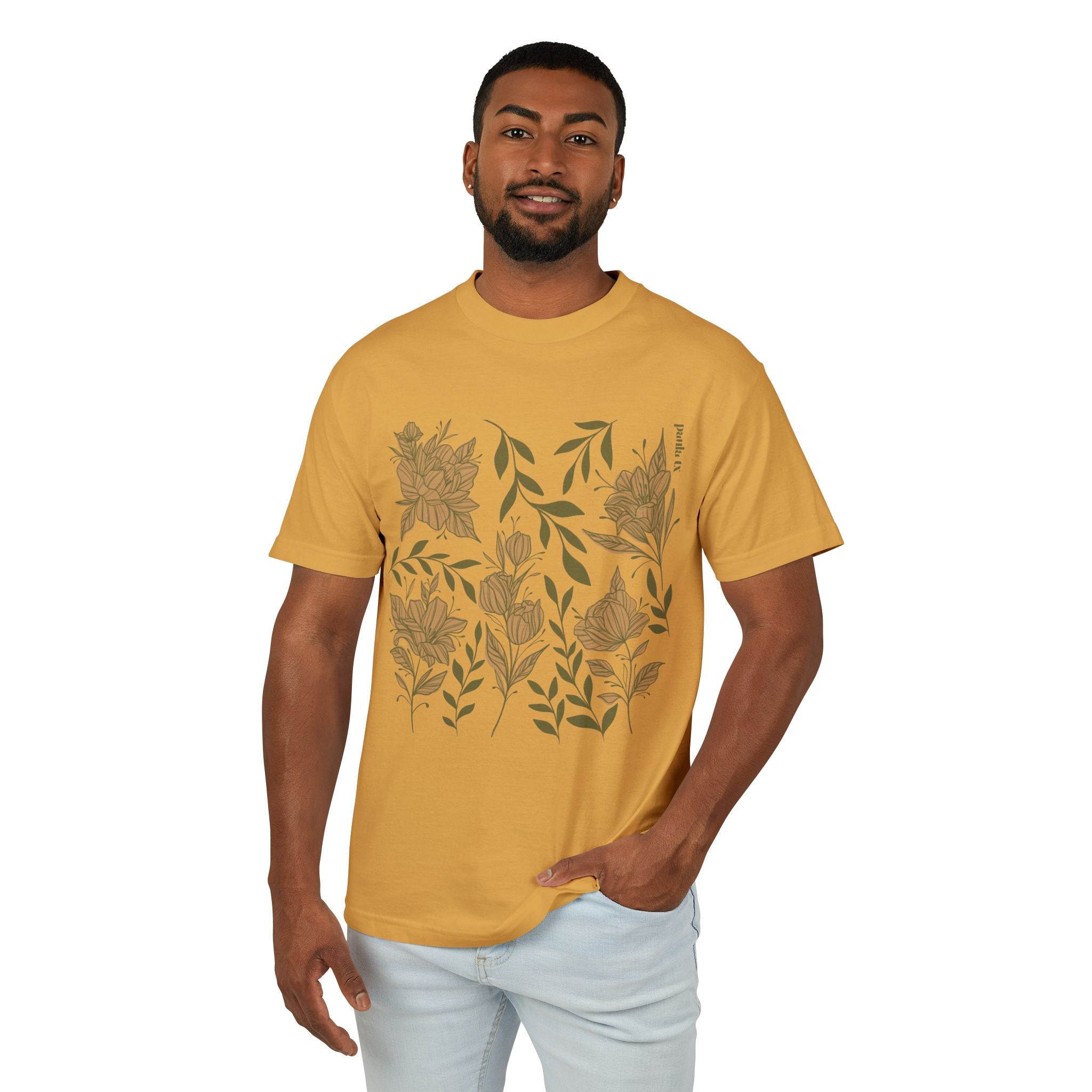 Floral Garden Unisex Heavyweight Tee - Vintage Style Cotton T-Shirt