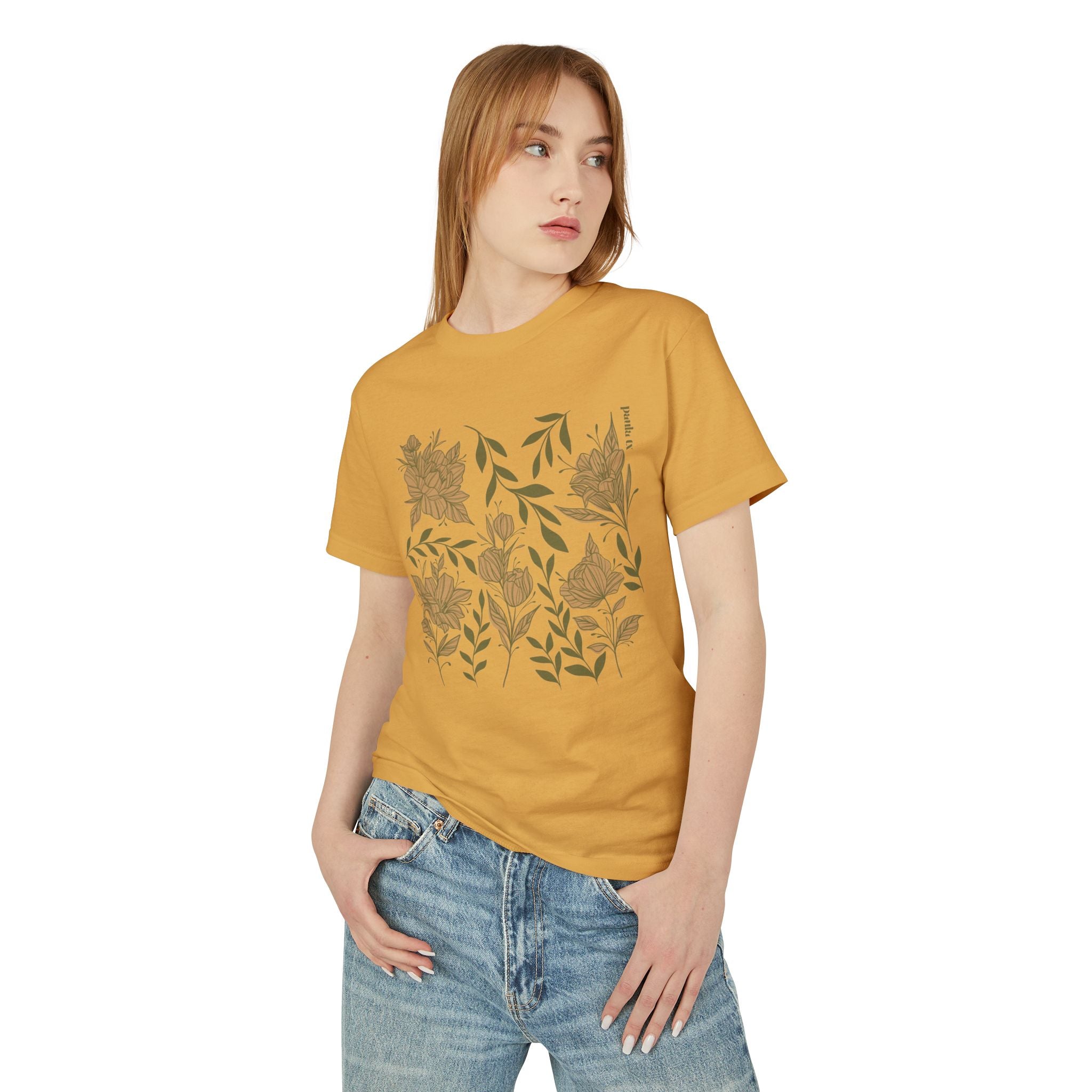 Floral Garden Unisex Heavyweight Tee - Vintage Style Cotton T-Shirt