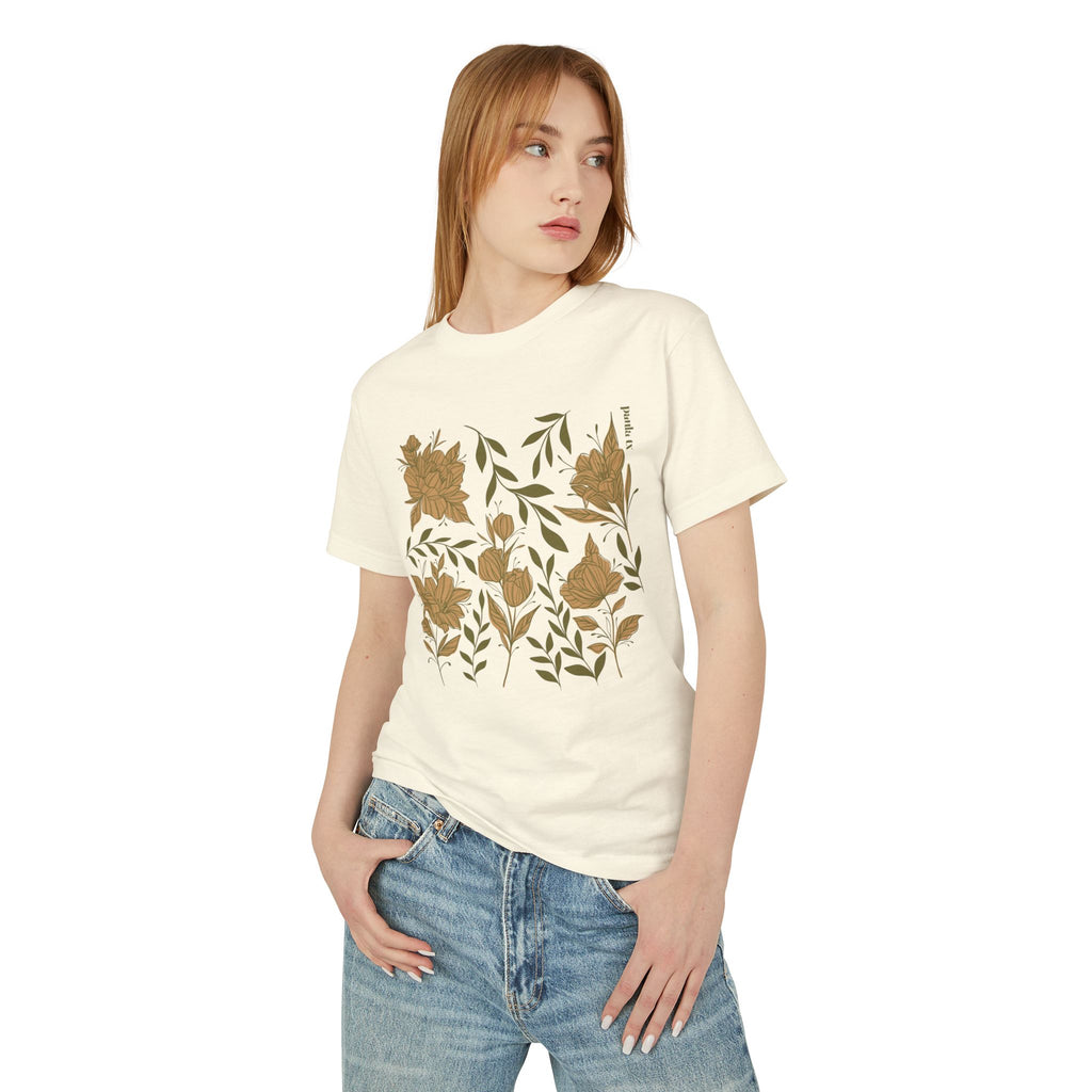 Floral Garden Unisex Heavyweight Tee - Vintage Style Cotton T-Shirt