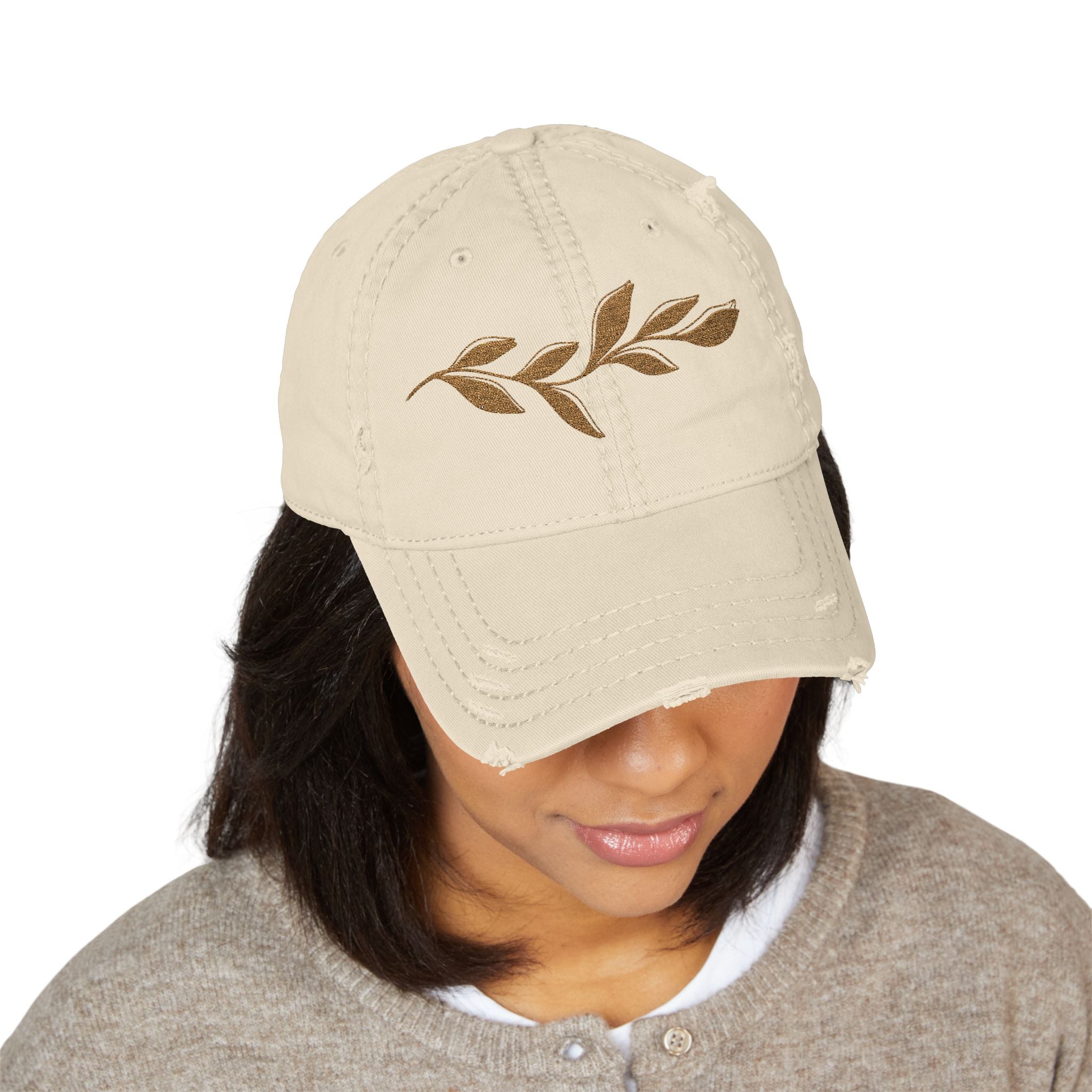 Distressed Olive Branch Dad Hat