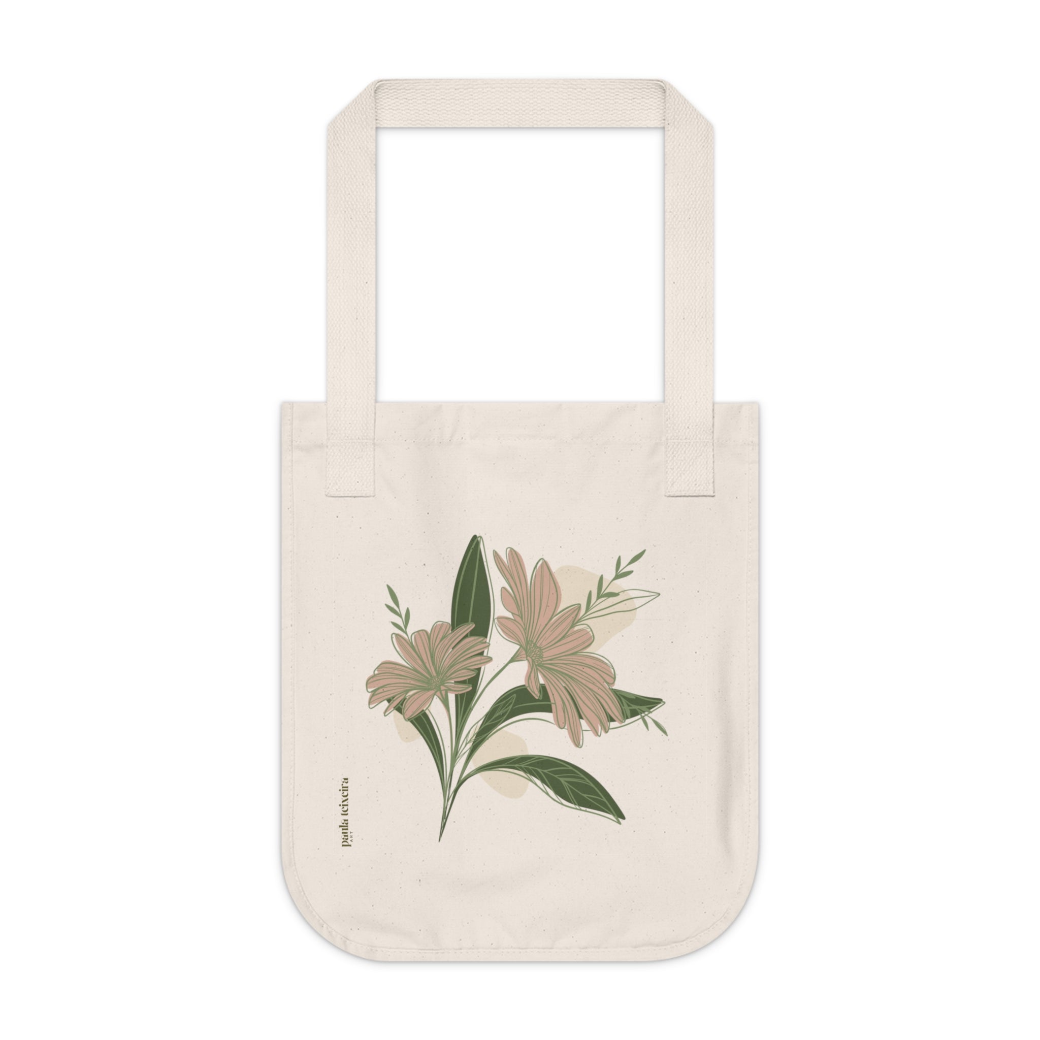 Floral Organic Canvas Tote Bag - Eco-Friendly Shopping & Everyday Use